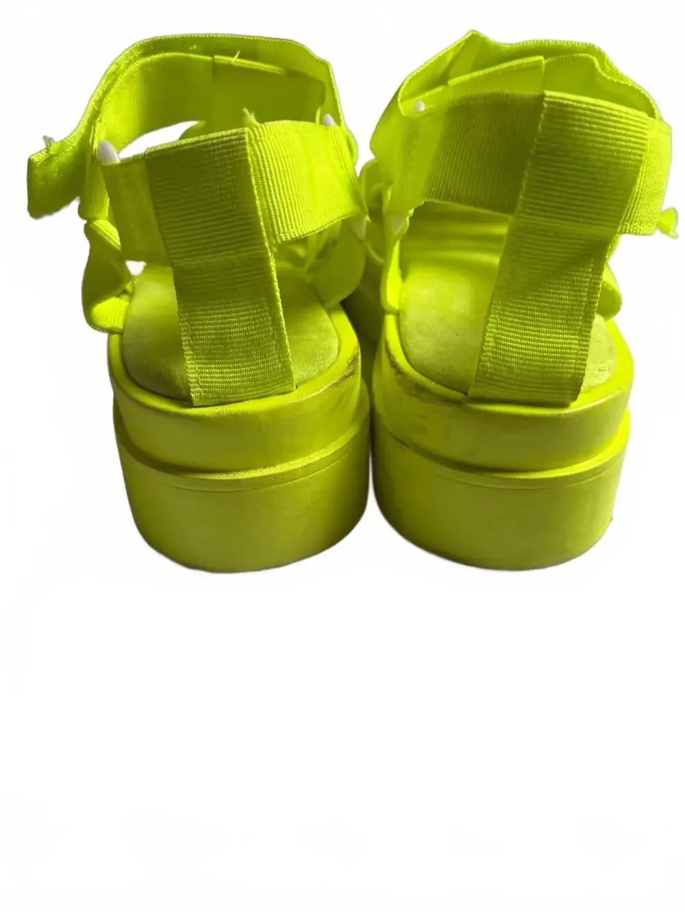 Neon Yellow Strappy Platform Sandals